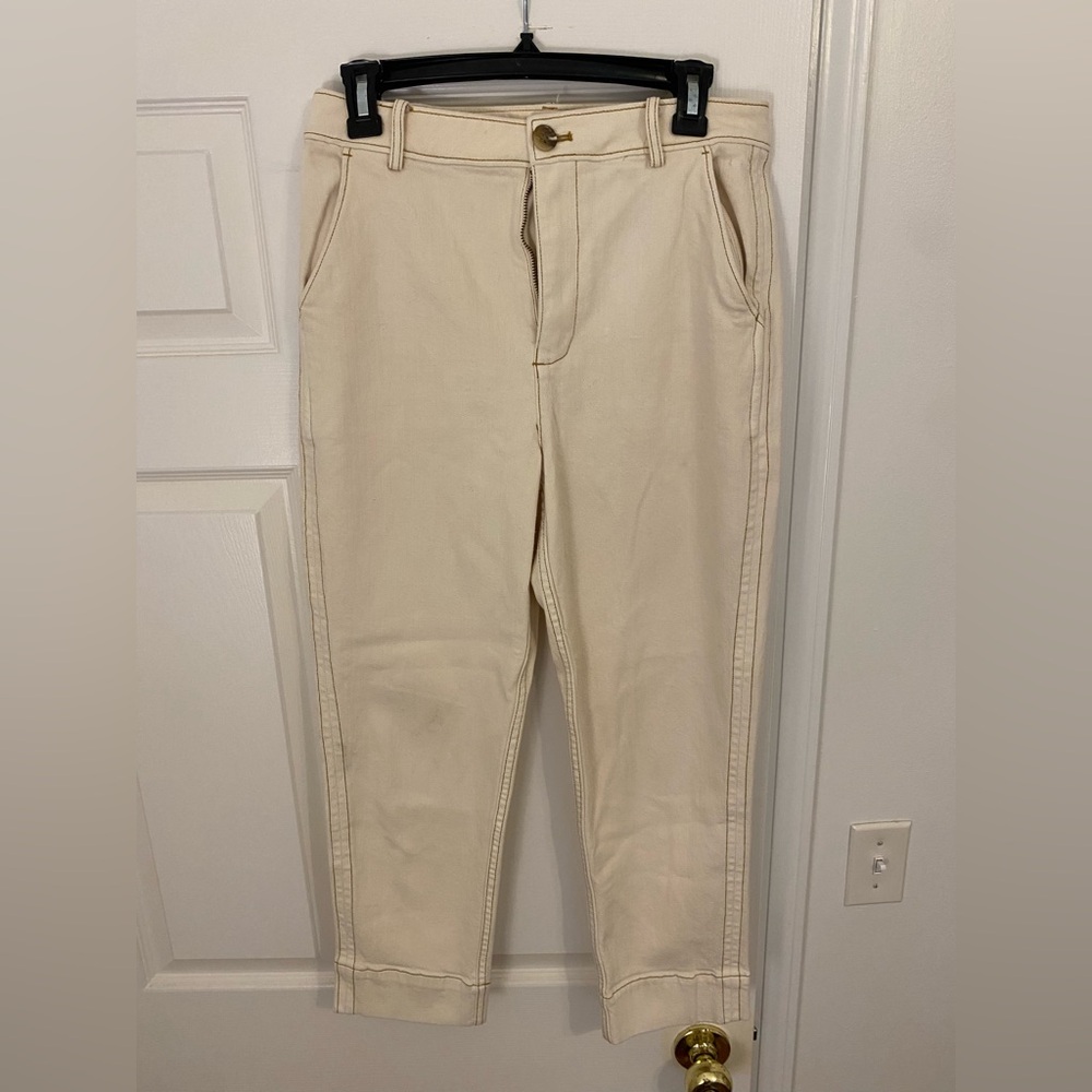 (3 for $25)Madewell straight crop ivory jeans, size 28
